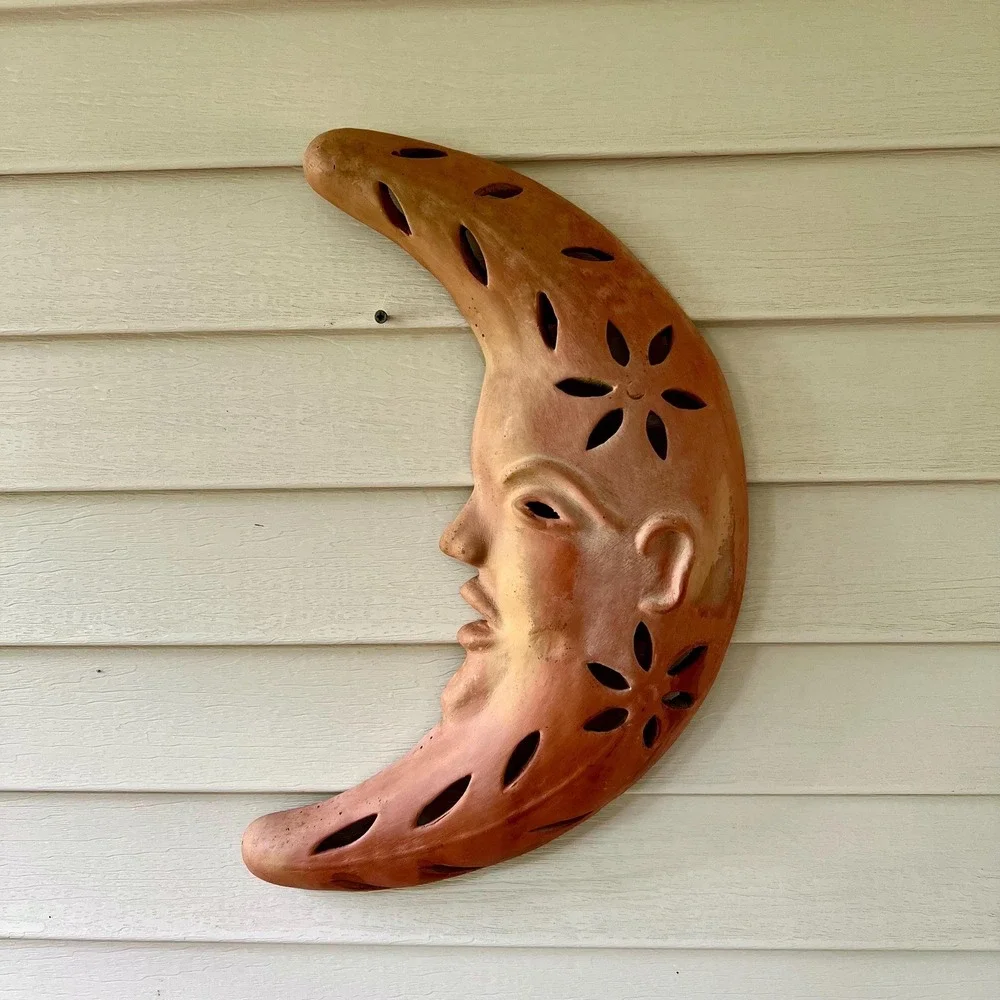 Vintage Terracotta Italian Moon Wall Decor